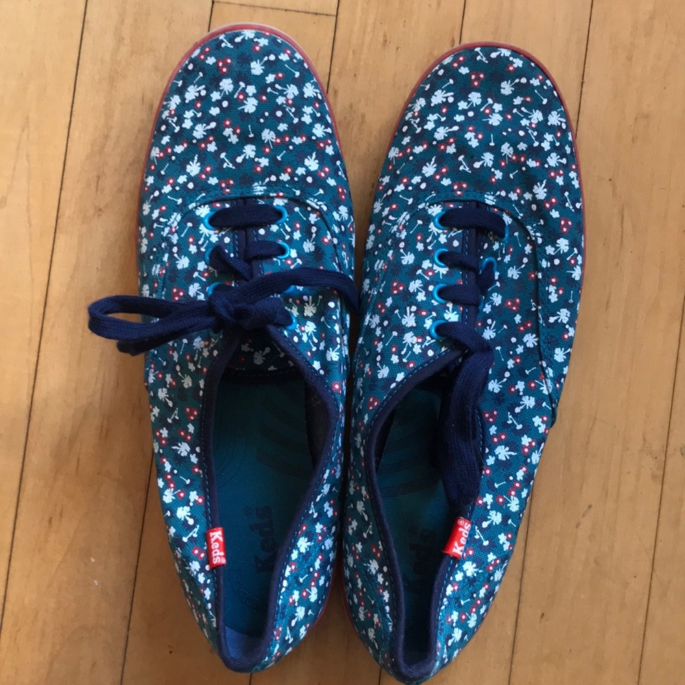 Blue/green floral Keds